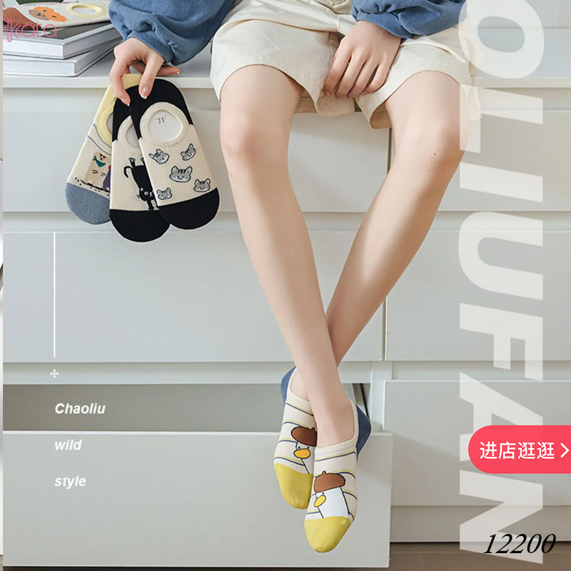 Tất vớ thuyền phim hoạt hình jacquard silicone chống trượt miệng cạn 12200