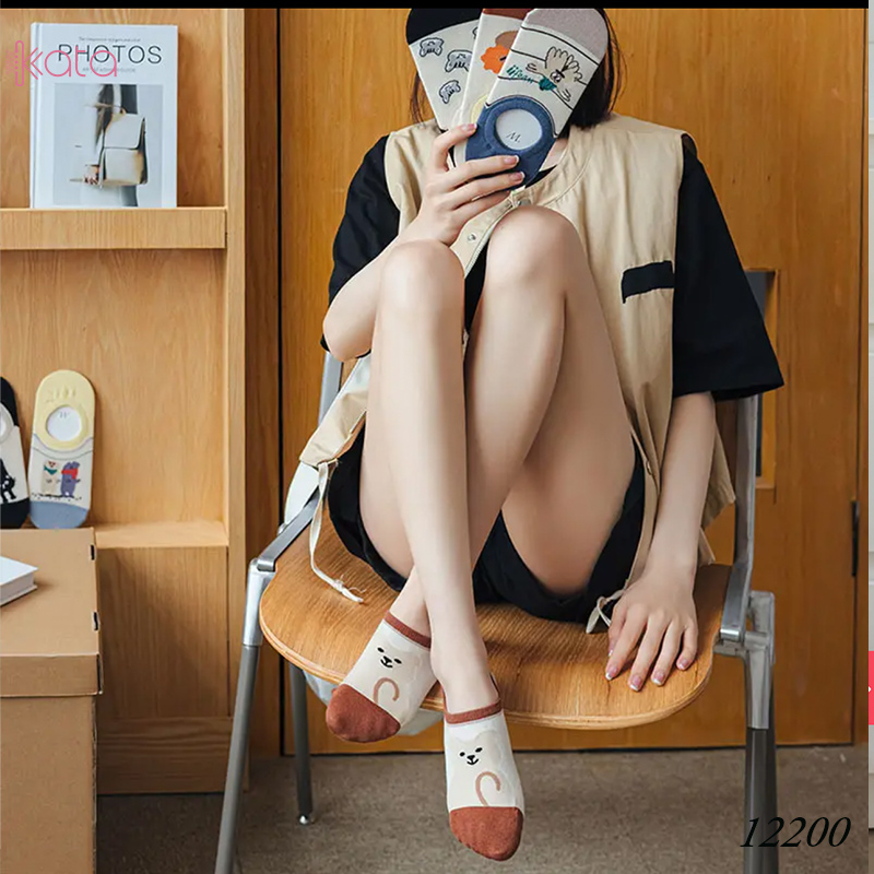 Tất vớ thuyền phim hoạt hình jacquard silicone chống trượt miệng cạn 12200