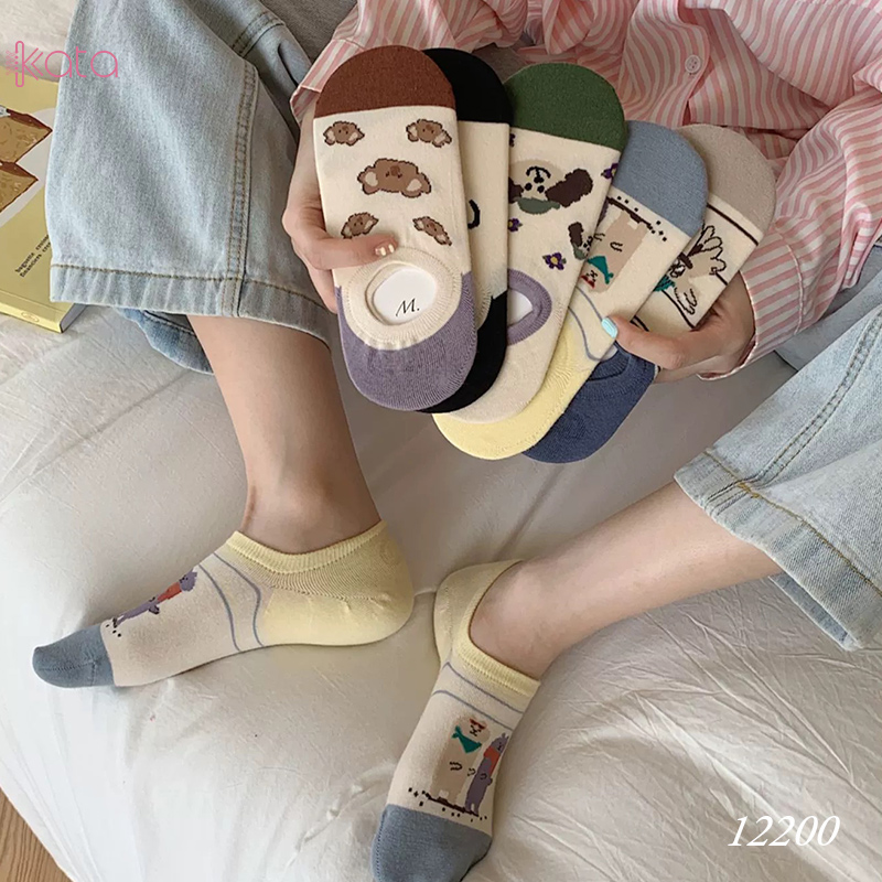 Tất vớ thuyền phim hoạt hình jacquard silicone chống trượt miệng cạn 12200