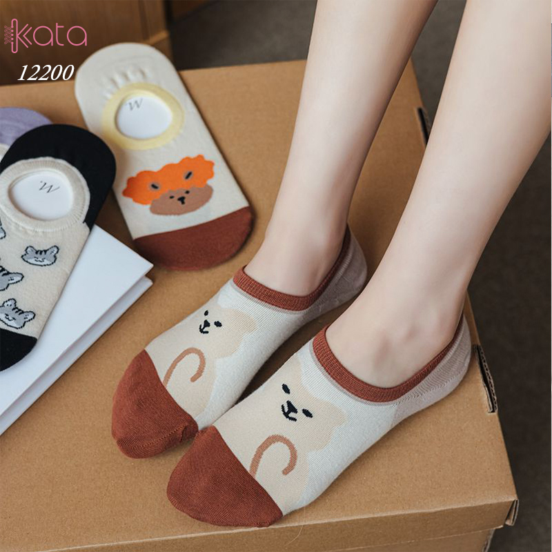 Tất vớ thuyền phim hoạt hình jacquard silicone chống trượt miệng cạn 12200