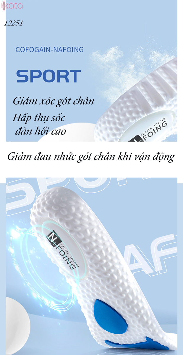 Lót giày thể thao mùa hèNam Nữ,đế mềm giảm xóc có đệm khí không mỏi chân 12251