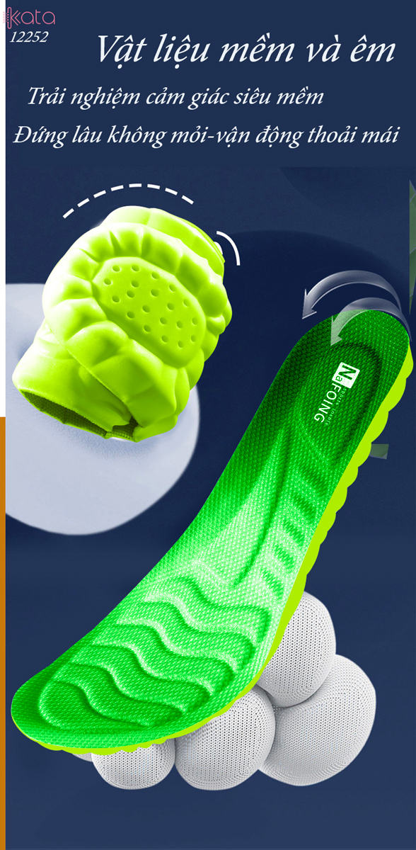 Lót giày thể thao PU siêu mềm Nam Nữ,đế dày chống sốc đứng lâu không mỏi 12252