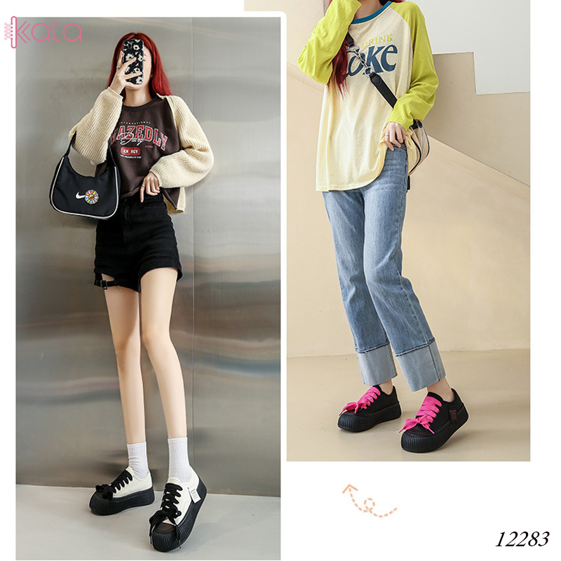 Giày thể thao nữ, đế dày tăng chiều cao phong cách Hàn Quốc 12284