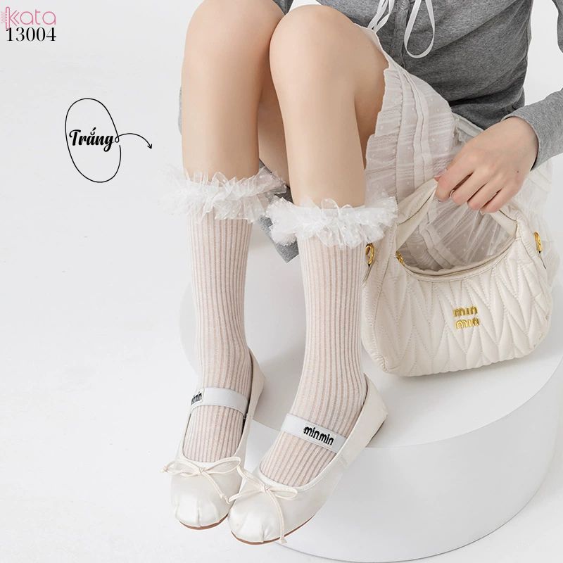 Tất cotton ren lolita chất lượng tốt,vớ JK phong cách Nhật Bản nữ 13004