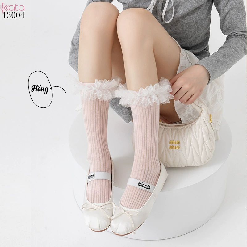 Tất cotton ren lolita chất lượng tốt,vớ JK phong cách Nhật Bản nữ 13004