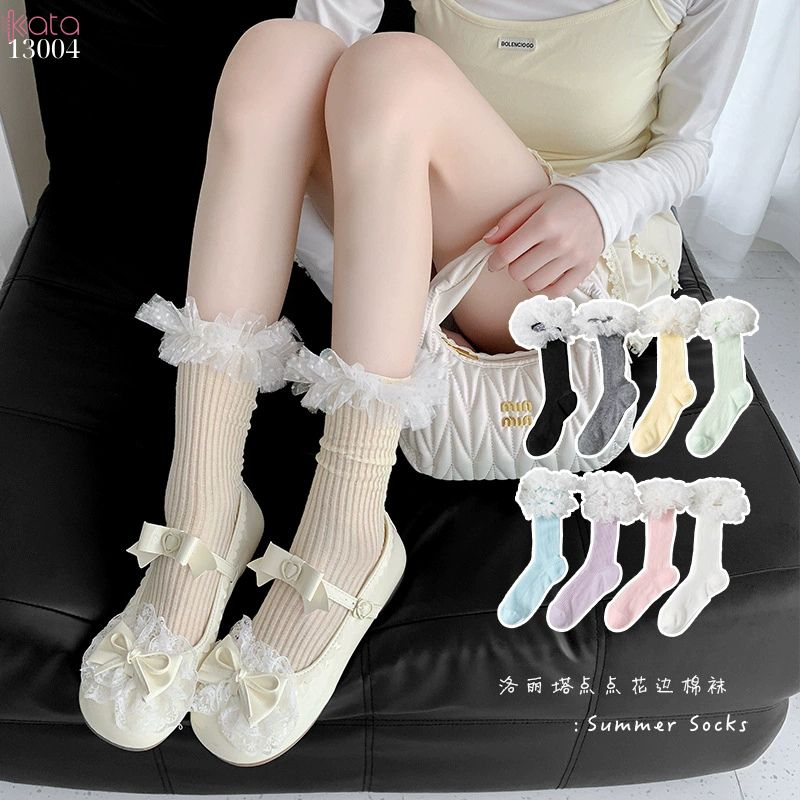 Tất cotton ren lolita chất lượng tốt,vớ JK phong cách Nhật Bản nữ 13004