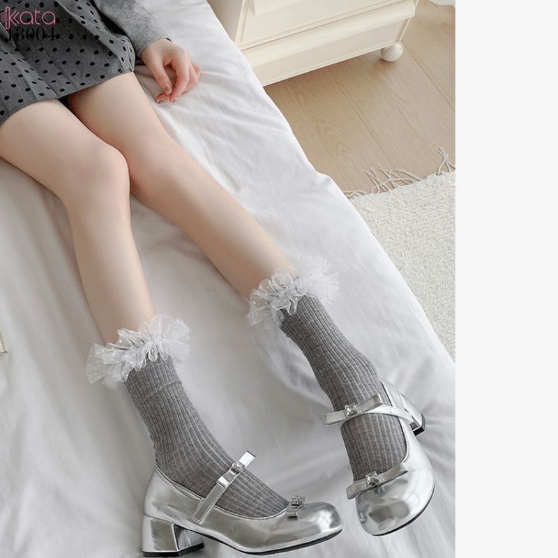 Tất cotton ren lolita chất lượng tốt,vớ JK phong cách Nhật Bản nữ 13004