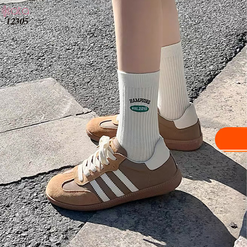 Tất giữa bắp chân,tất cotton thêu,phối màu cá tính Nữ 12305