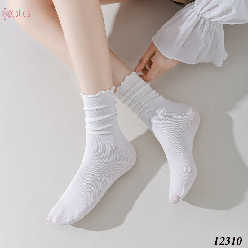 Tất ren phong cách ballet,tất ống giữa màu trơn thoáng khí nữ 12310