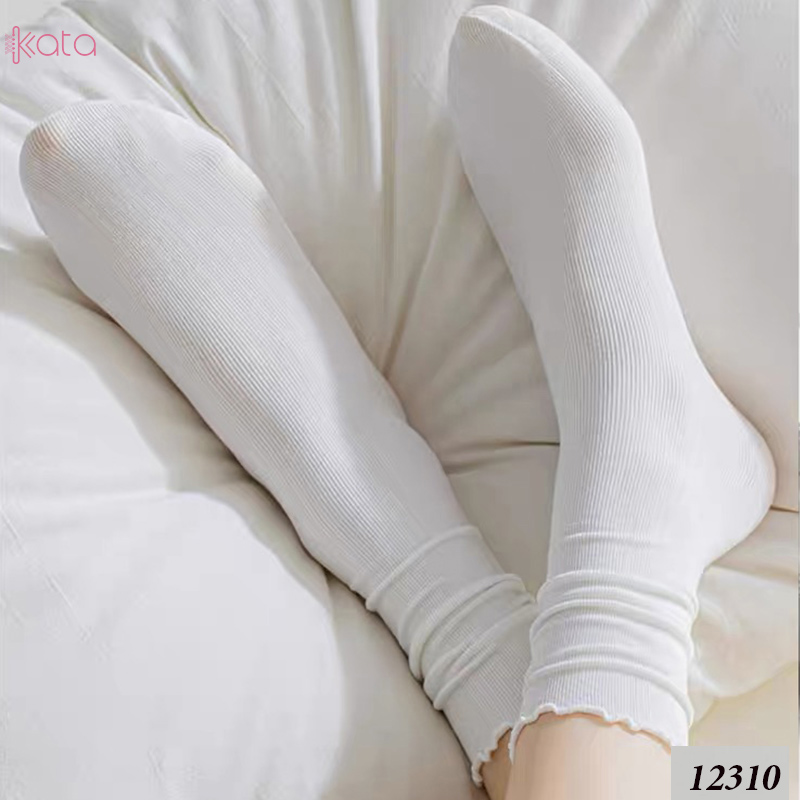 Tất ren phong cách ballet,tất ống giữa màu trơn thoáng khí nữ 12310