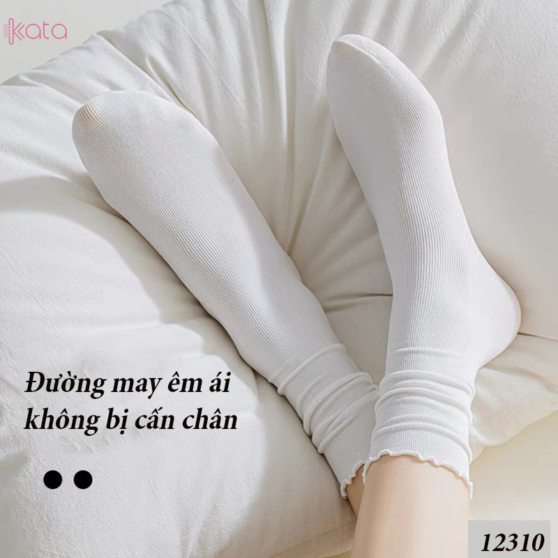 Tất ren phong cách ballet,tất ống giữa màu trơn thoáng khí nữ 12310