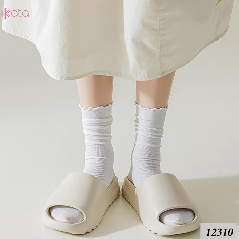 Tất ren phong cách ballet,tất ống giữa màu trơn thoáng khí nữ 12310