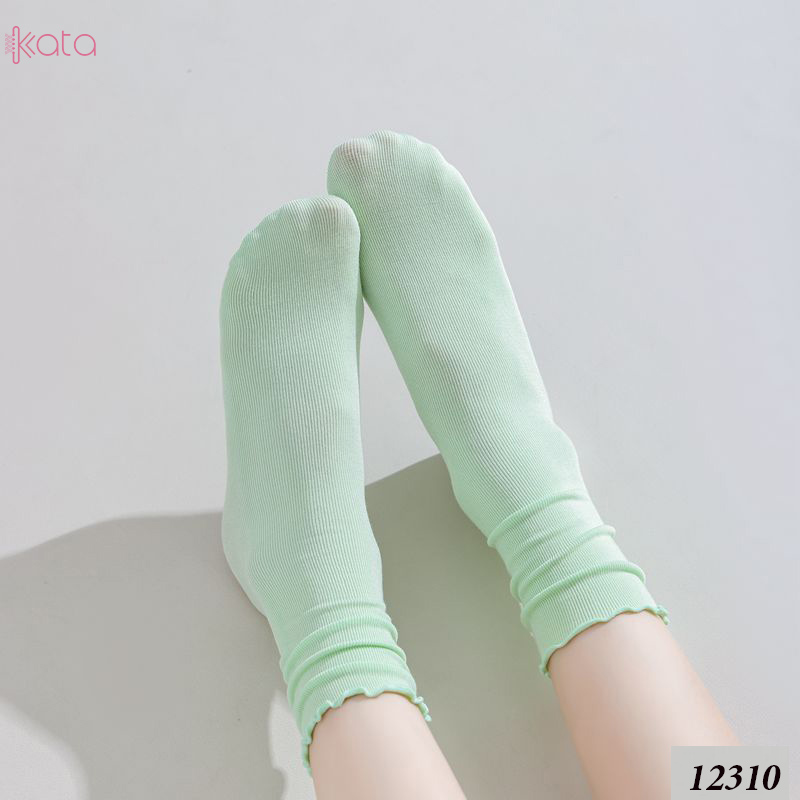 Tất ren phong cách ballet,tất ống giữa màu trơn thoáng khí nữ 12310