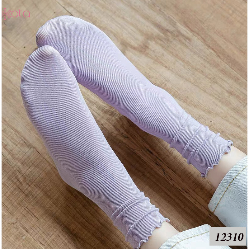 Tất ren phong cách ballet,tất ống giữa màu trơn thoáng khí nữ 12310