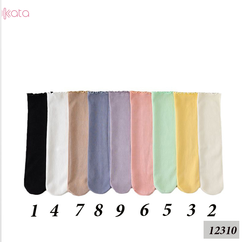 Tất ren phong cách ballet,tất ống giữa màu trơn thoáng khí nữ 12310