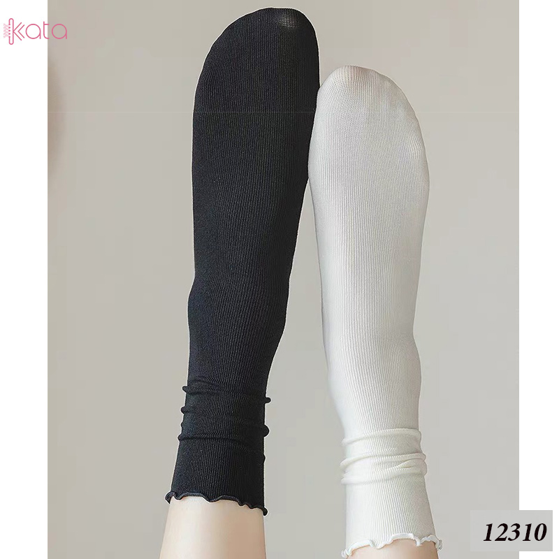 Tất ren phong cách ballet,tất ống giữa màu trơn thoáng khí nữ 12310