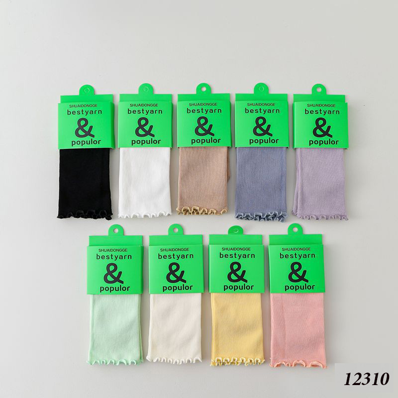 Tất ren phong cách ballet,tất ống giữa màu trơn thoáng khí nữ 12310
