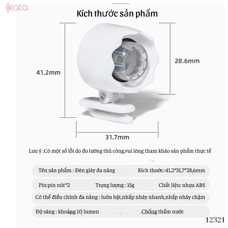 Đèn giày đa năng,không thấm nước,sử dụng đi bộ ban đêm,cắm trại 12321