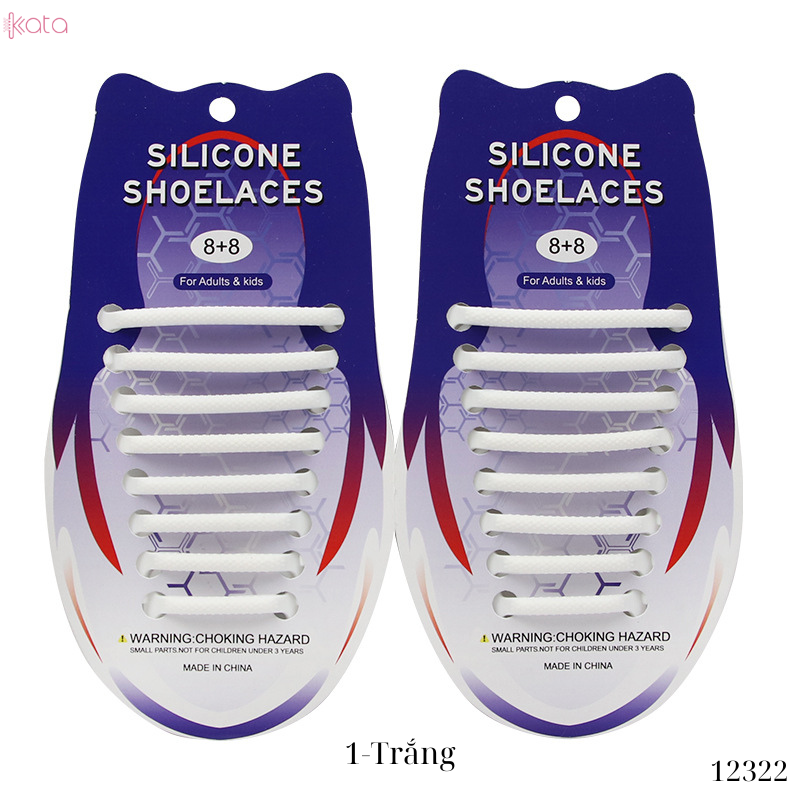 Dây giày lười silicon bản tròn không cần buộc dây người lớn trẻ em 12322 (bộ 16 dây)