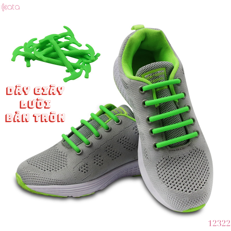 Dây giày lười silicon bản tròn không cần buộc dây người lớn trẻ em 12322 (bộ 16 dây)