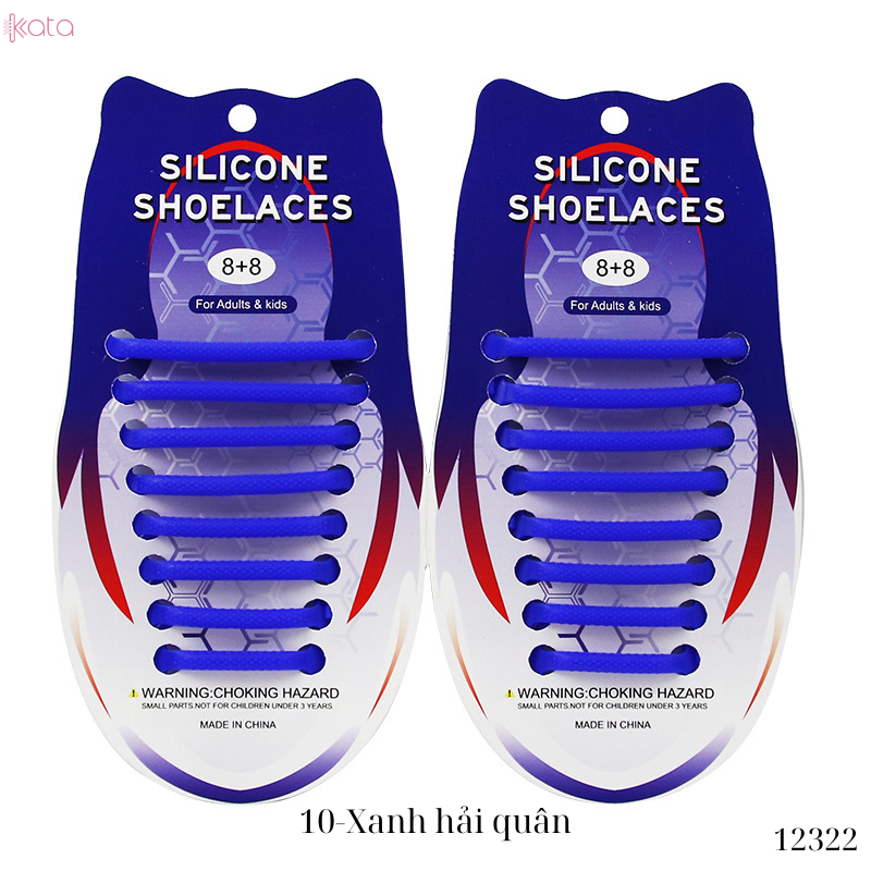 Dây giày lười silicon bản tròn không cần buộc dây người lớn trẻ em 12322 (bộ 16 dây)