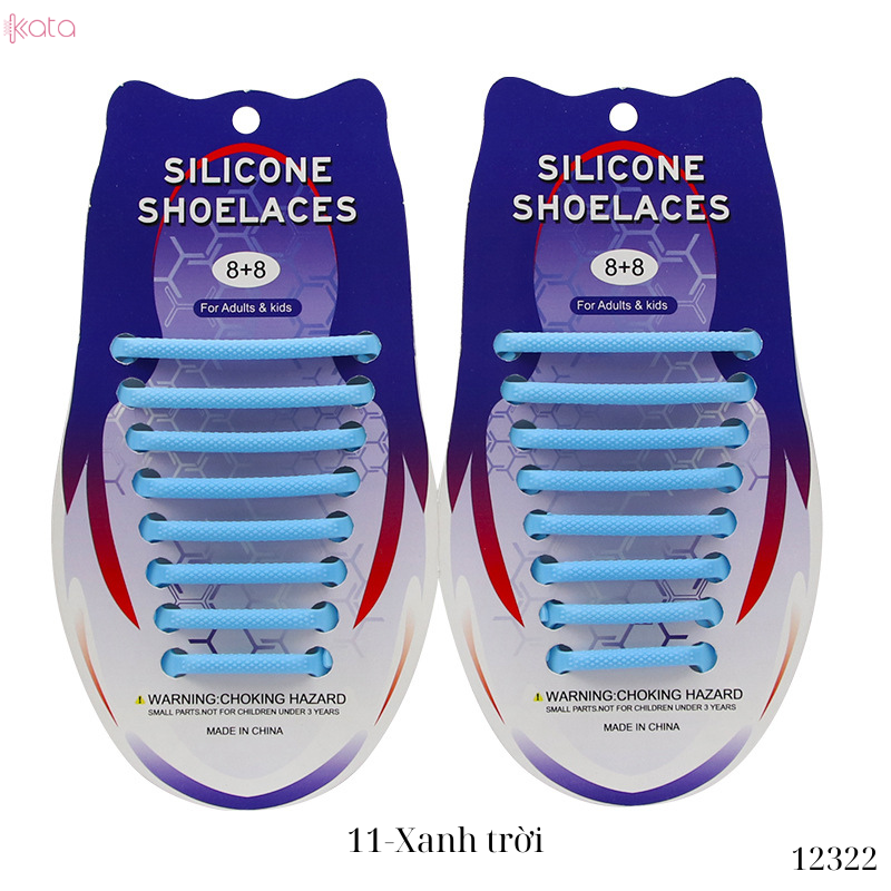 Dây giày lười silicon bản tròn không cần buộc dây người lớn trẻ em 12322 (bộ 16 dây)