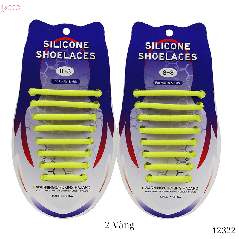 Dây giày lười silicon bản tròn không cần buộc dây người lớn trẻ em 12322 (bộ 16 dây)