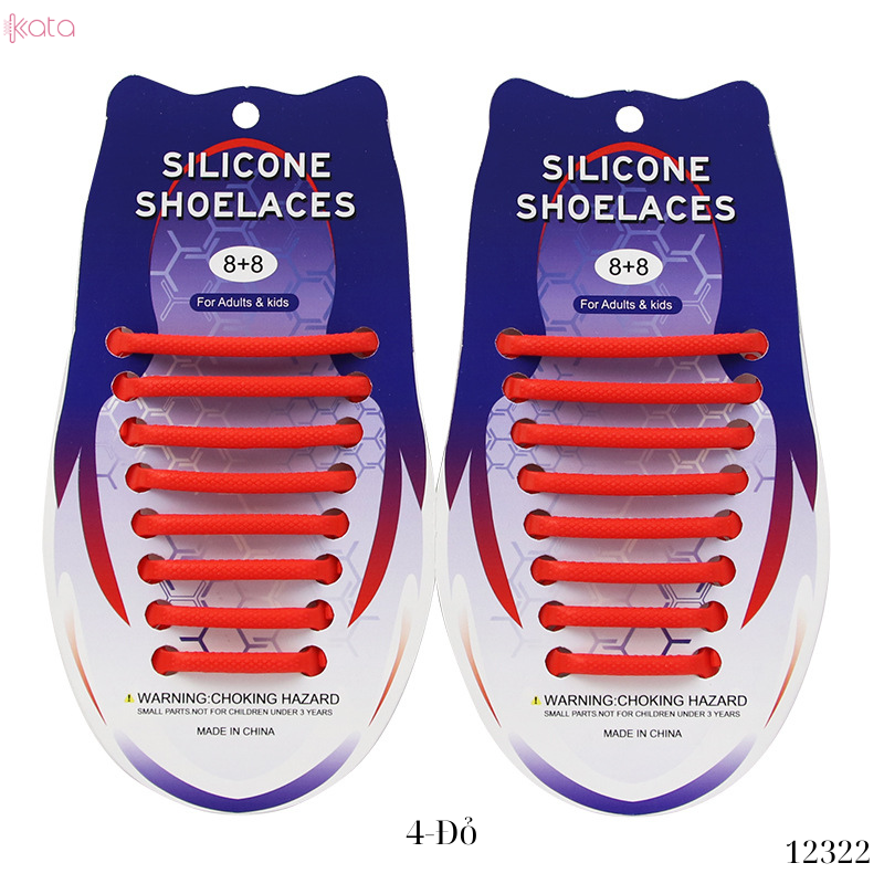 Dây giày lười silicon bản tròn không cần buộc dây người lớn trẻ em 12322 (bộ 16 dây)