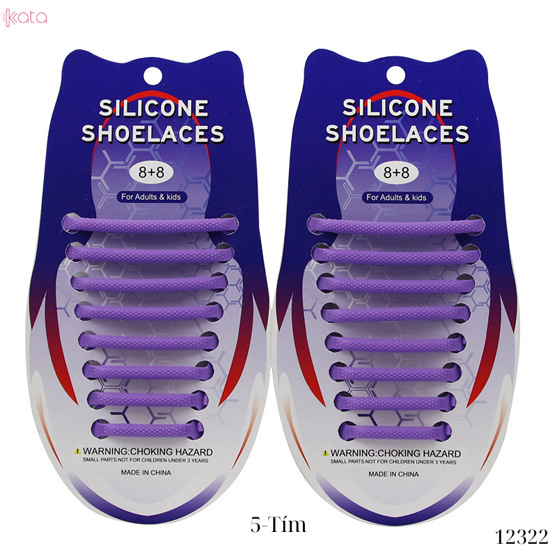 Dây giày lười silicon bản tròn không cần buộc dây người lớn trẻ em 12322 (bộ 16 dây)