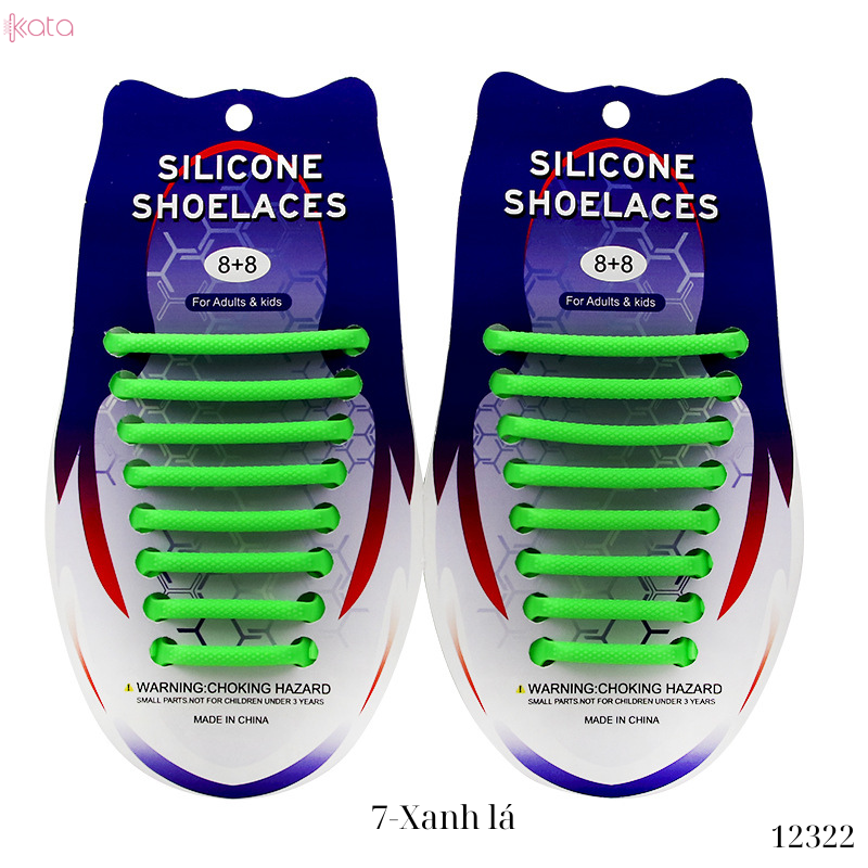 Dây giày lười silicon bản tròn không cần buộc dây người lớn trẻ em 12322 (bộ 16 dây)