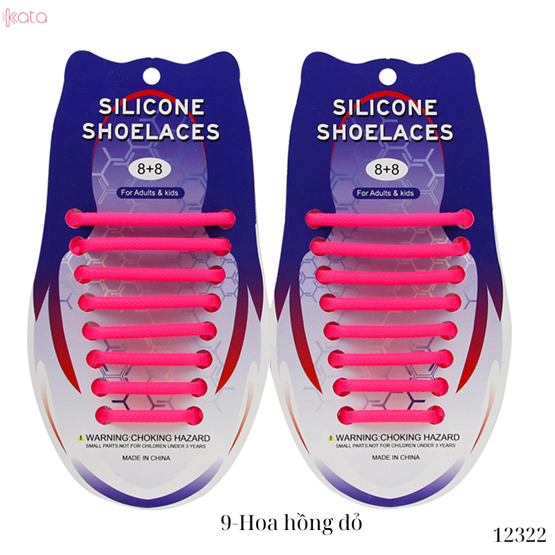 Dây giày lười silicon bản tròn không cần buộc dây người lớn trẻ em 12322 (bộ 16 dây)