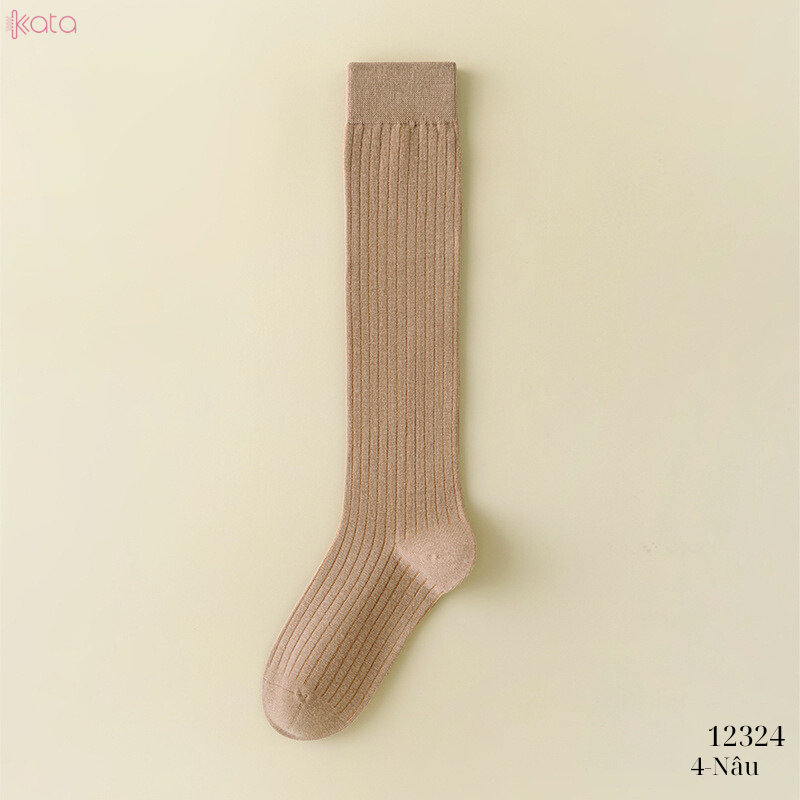 Tất bắp chân,tất cotton sọc trơn mùa xuân thu phong cách JK Nhật Bản nữ 12324