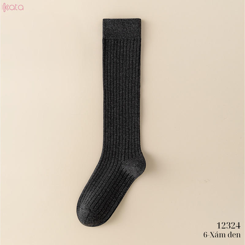 Tất bắp chân,tất cotton sọc trơn mùa xuân thu phong cách JK Nhật Bản nữ 12324