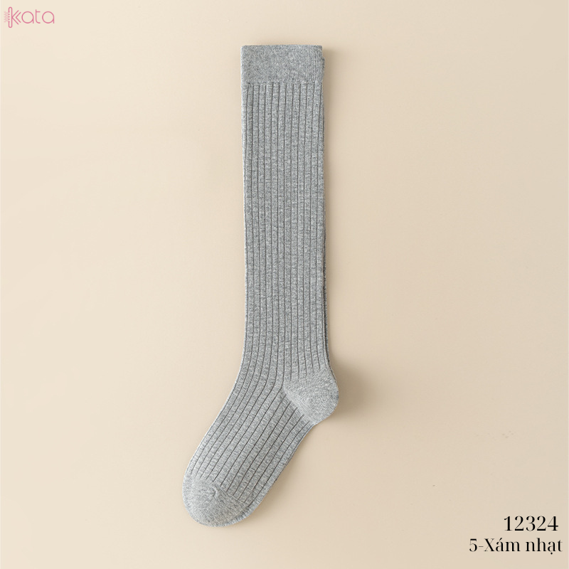 Tất bắp chân,tất cotton sọc trơn mùa xuân thu phong cách JK Nhật Bản nữ 12324