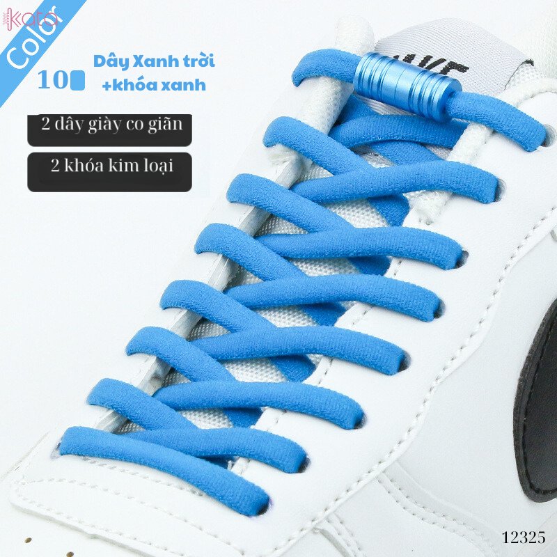 Dây giày bản tròn co giãn + khóa kim loại không cần buộc dây 12325