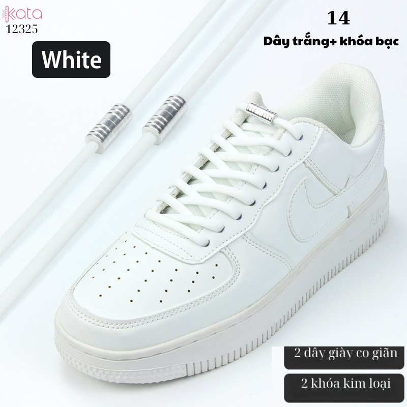 Dây giày bản tròn co giãn + khóa kim loại không cần buộc dây 12325