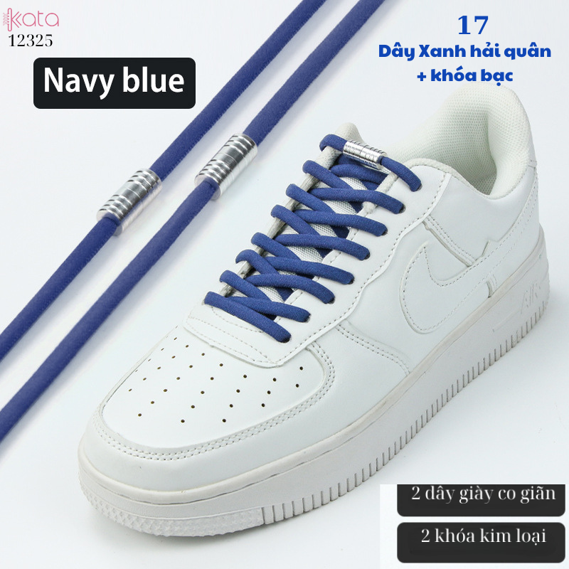 Dây giày bản tròn co giãn + khóa kim loại không cần buộc dây 12325
