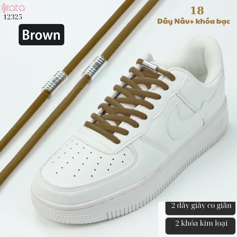 Dây giày bản tròn co giãn + khóa kim loại không cần buộc dây 12325