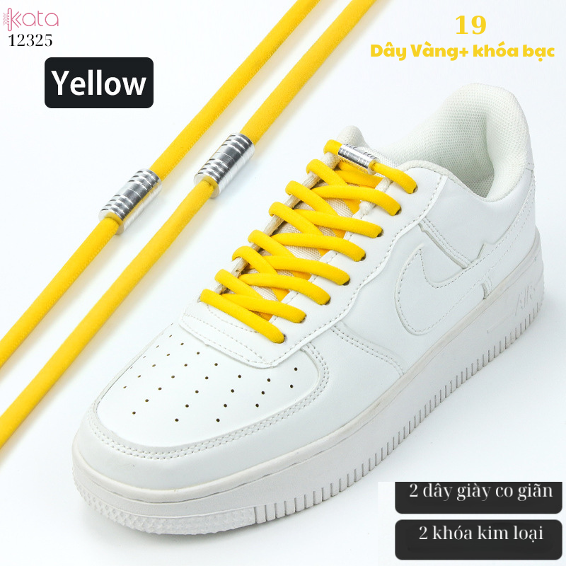 Dây giày bản tròn co giãn + khóa kim loại không cần buộc dây 12325