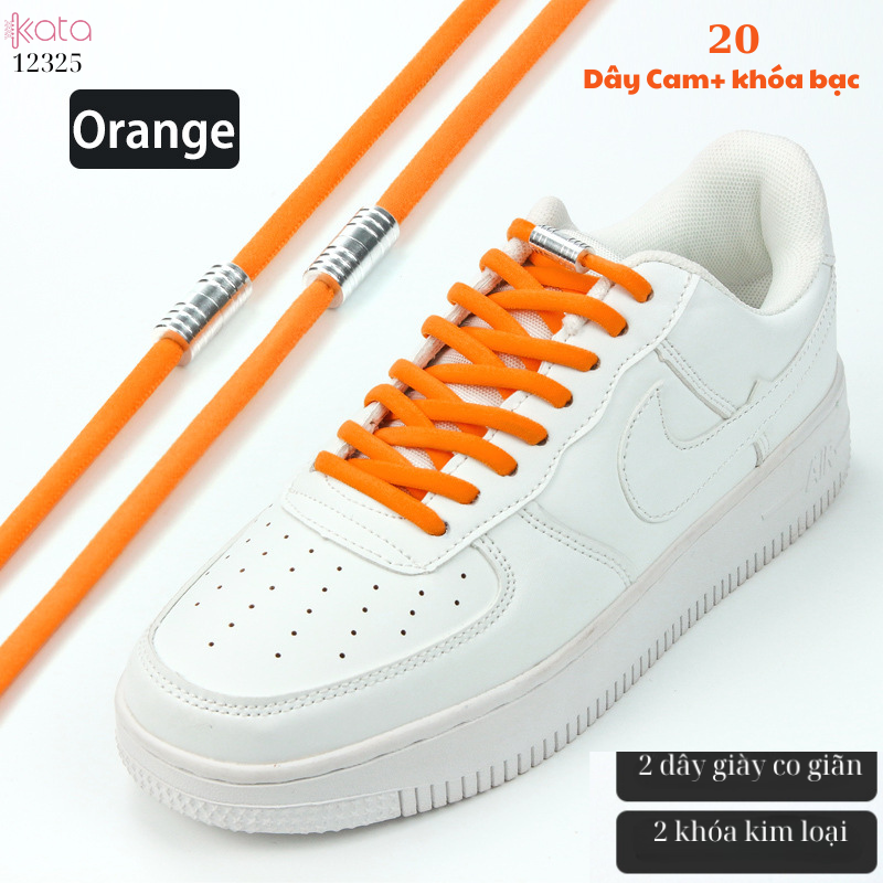 Dây giày bản tròn co giãn + khóa kim loại không cần buộc dây 12325