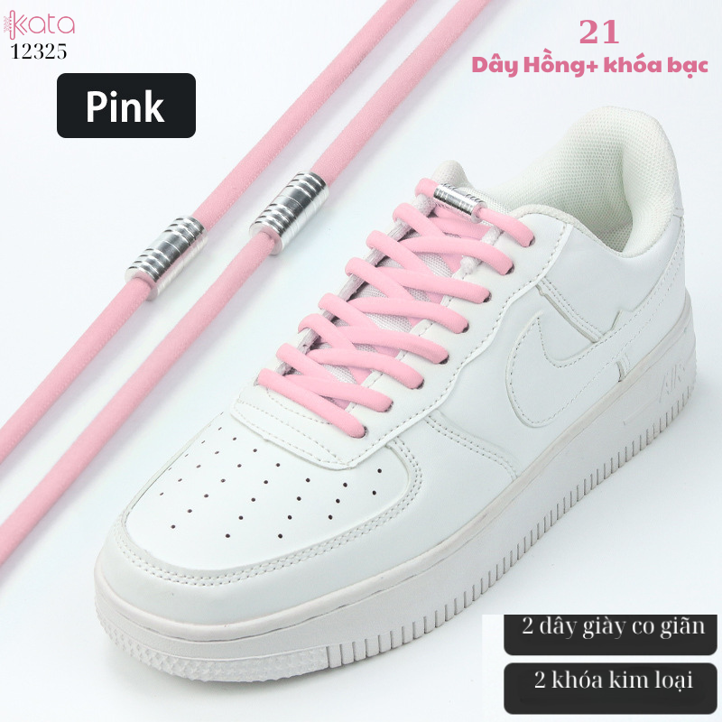 Dây giày bản tròn co giãn + khóa kim loại không cần buộc dây 12325