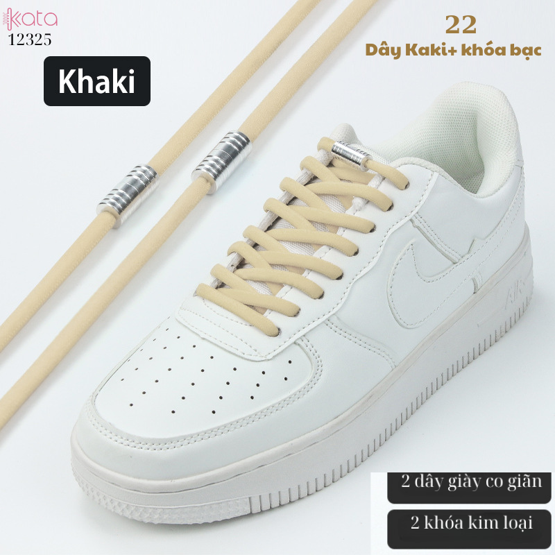 Dây giày bản tròn co giãn + khóa kim loại không cần buộc dây 12325