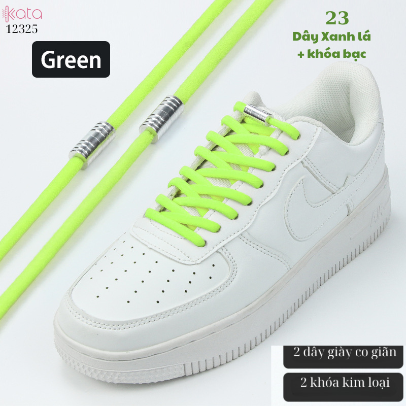 Dây giày bản tròn co giãn + khóa kim loại không cần buộc dây 12325