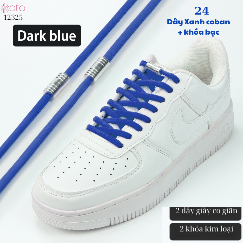 Dây giày bản tròn co giãn + khóa kim loại không cần buộc dây 12325