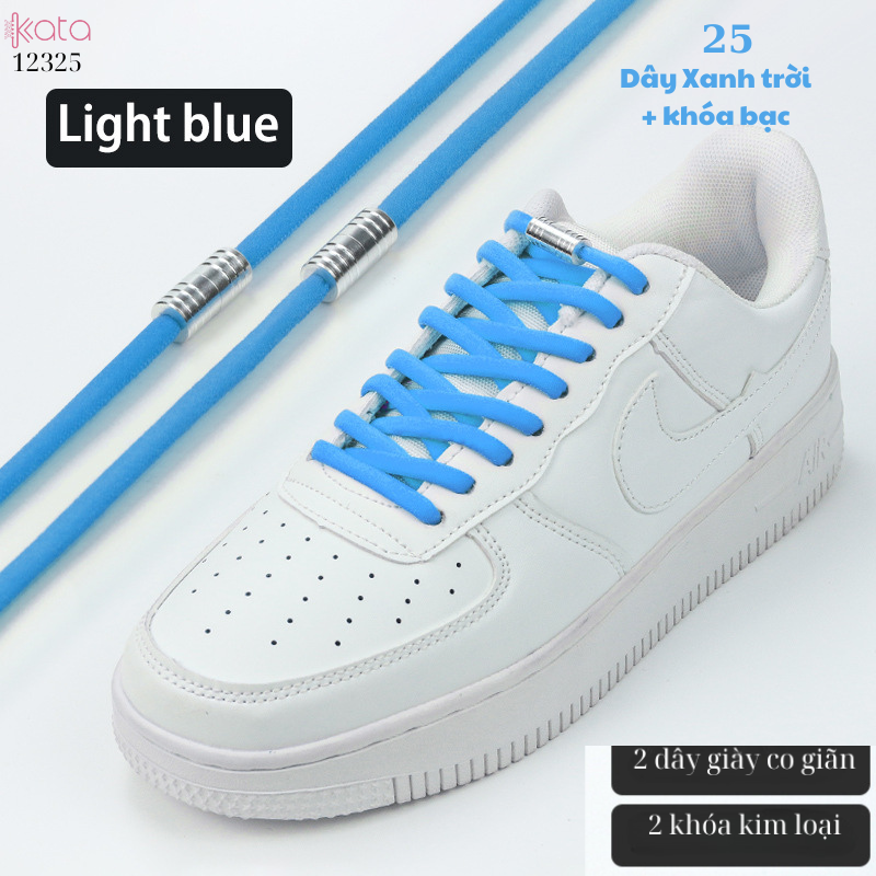 Dây giày bản tròn co giãn + khóa kim loại không cần buộc dây 12325