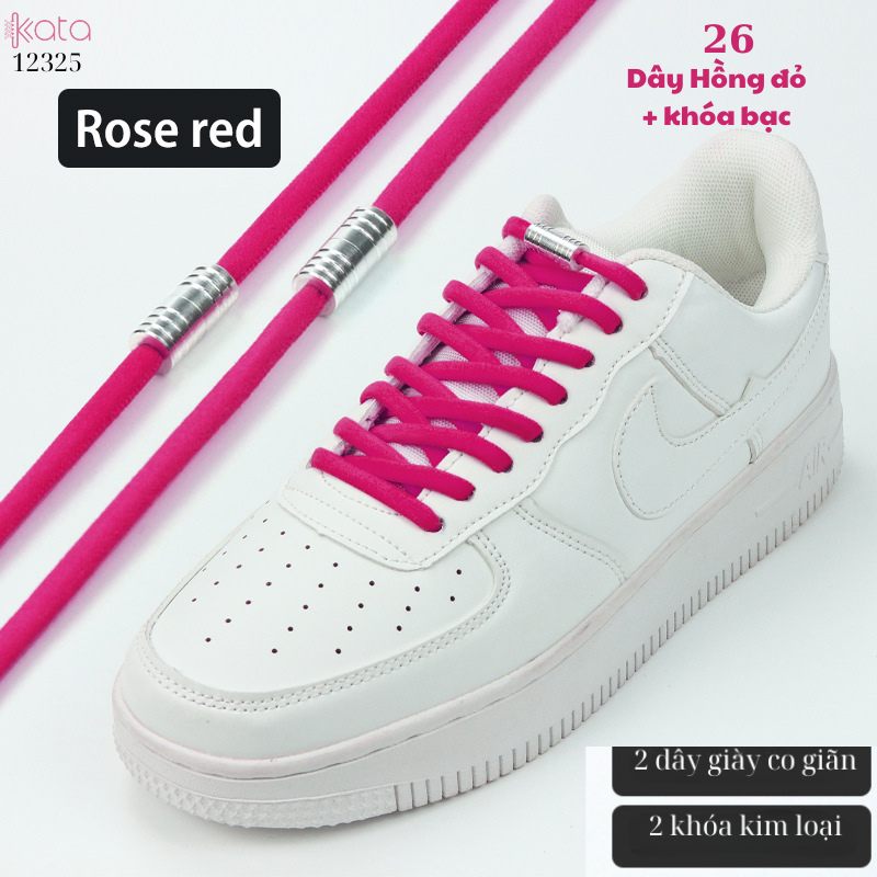 Dây giày bản tròn co giãn + khóa kim loại không cần buộc dây 12325