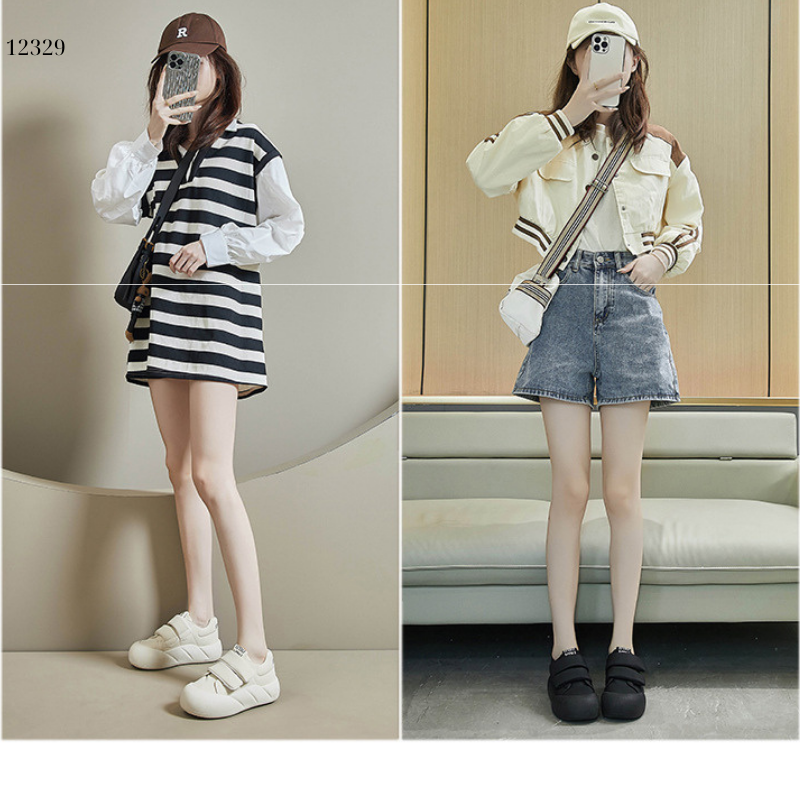 Giày thể thao nữ, giày khóa dán phong cách Hàn Quốc 12331