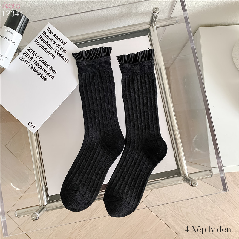 Tất ren(vải Hàn) giữa bắp chân,tất thu đông phong cách JK Nhật Bản nữ 12341