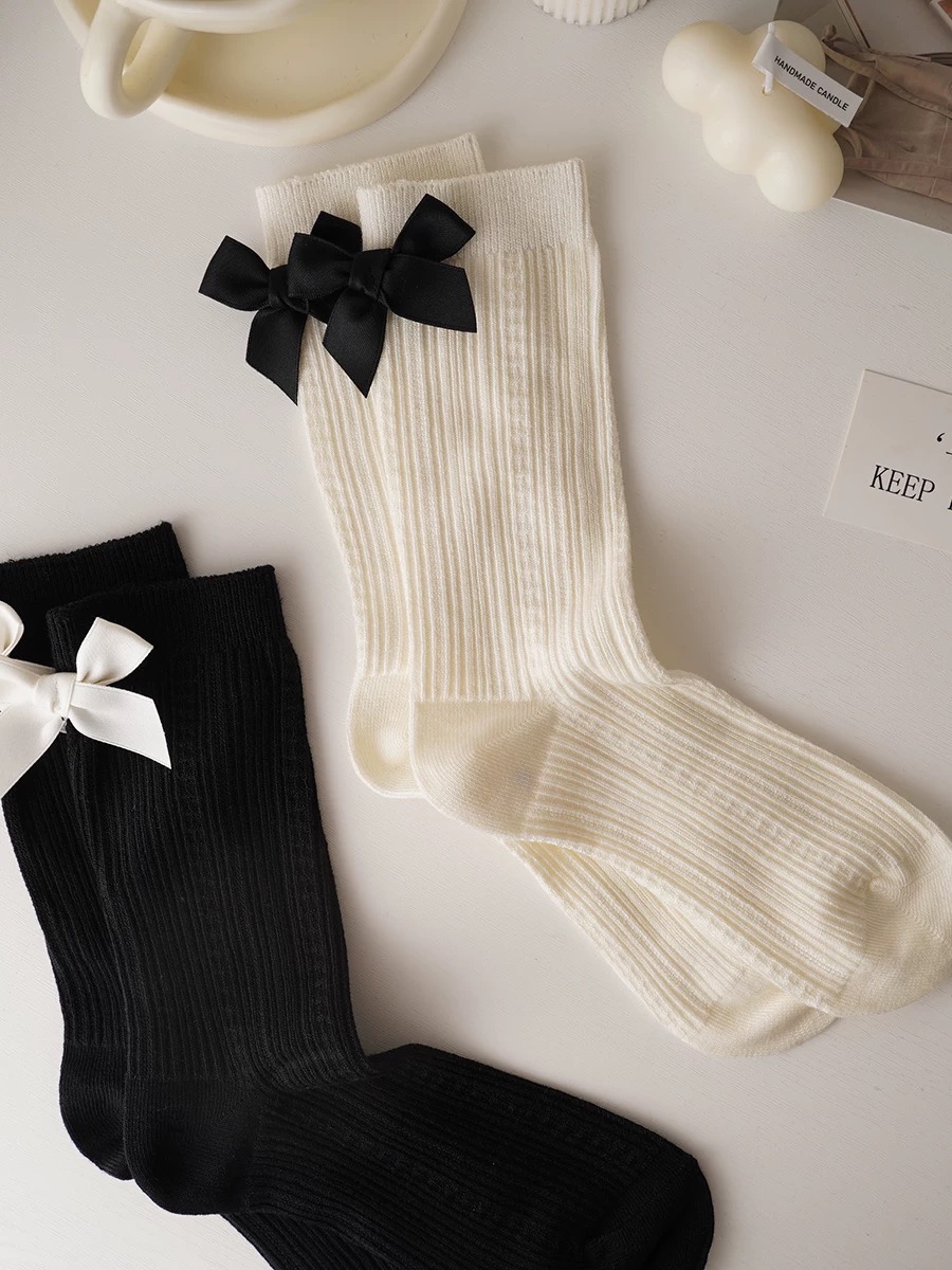 Tất ren(vải Hàn) giữa bắp chân,tất thu đông phong cách JK Nhật Bản nữ 12341