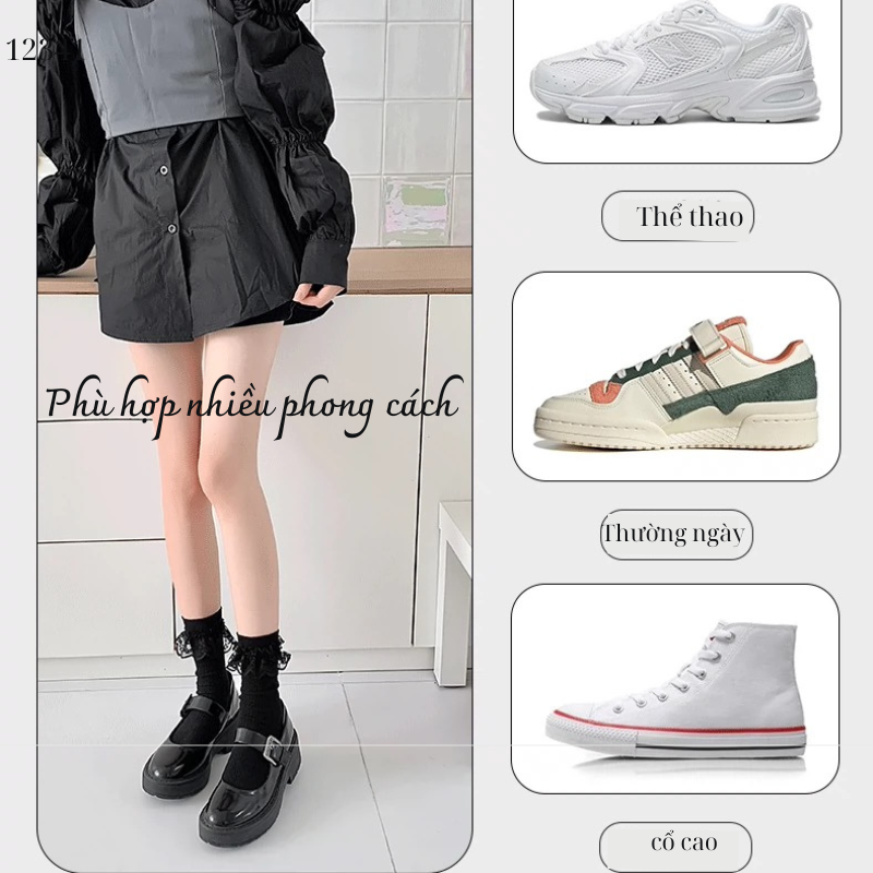 Tất ren(vải Hàn) giữa bắp chân,tất thu đông phong cách JK Nhật Bản nữ 12341